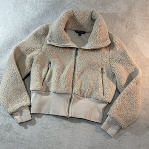 Lauren Ralph Lauren Sherpa Cotton Zip-up Bomber Jacket Top Petite Small